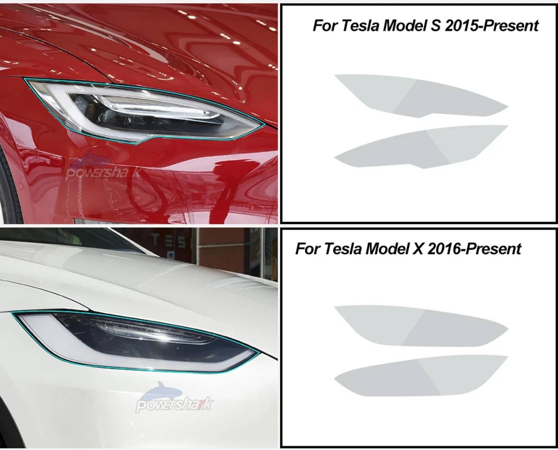 2 Stück Auto Scheinwerfer Tönung Schwarz Schutzfolie Schutz Transparent TPU Aufkleber, Für Tesla Model 3 / Model X/Model S, Automotive Scheinwerfer Film Zubehör von BOVROTIN