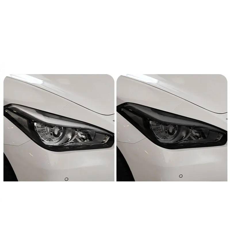 2 Stück Rauch Schwarz TPU Aufkleber Transparente Auto Scheinwerfer Schutzfolie, für Infiniti Q50 Q60 Q70 QX60 QX30 QX50 QX80, Auto Scheinwerfer Film Zubehör von BOVROTIN