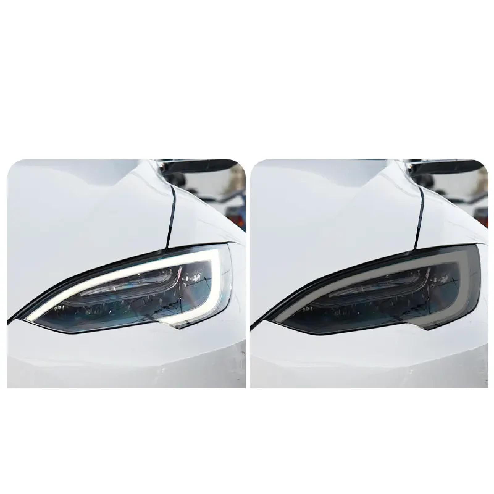 Auto Scheinwerfer Schutzfolie Frontlicht Transparent Rauch Schwarz TPU Aufkleber, Für Tesla Model 3 2021 2022 Y S X 2020 Leistung, Automobilscheinwerfer Film Zubehör von BOVROTIN