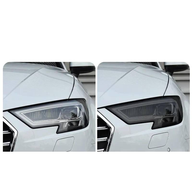 Auto Scheinwerfer Schutzfolie Transparent Rauchschwarz TPU Aufkleber, Für Audi A3 8V S3 RS3 8Y 2021 2022 S Line Sportback 2014-On, Kfz Scheinwerfer Film Zubehör von BOVROTIN