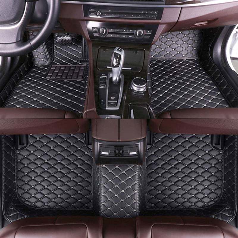 BPOOBP Auto Fußmatten Leder Bodenmatte für A3 Sportback 2013-2016 Allwetter Fussmatten Set Zubehör Fußmatte Schwarz Beige von BPOOBP