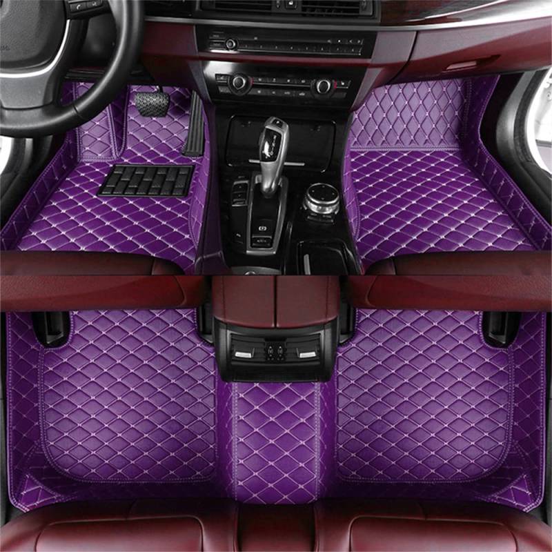 BPOOBP Auto Fußmatten Leder Bodenmatte für Passat B6 2006-2010 Allwetter Fussmatten Set Zubehör Fußmatte lila von BPOOBP