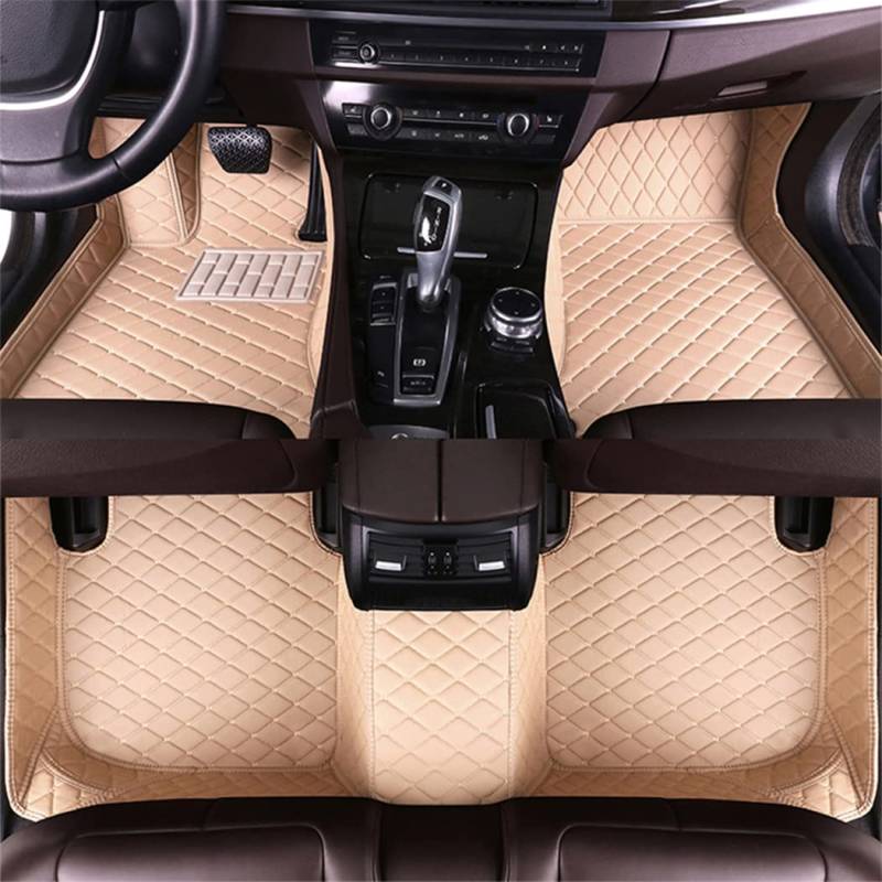 BPOOBP Auto Fußmatten Leder Bodenmatte für Q7 (4seat 2005-2015 Allwetter Fussmatten Set Zubehör Fußmatte Beige von BPOOBP