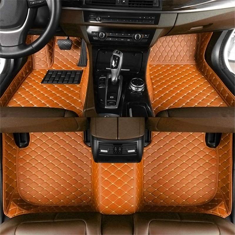 BPOOBP Auto Fußmatten Leder Bodenmatte für Ranger 2012-2018 Allwetter Fussmatten Set Zubehör Fußmatte Orange von BPOOBP