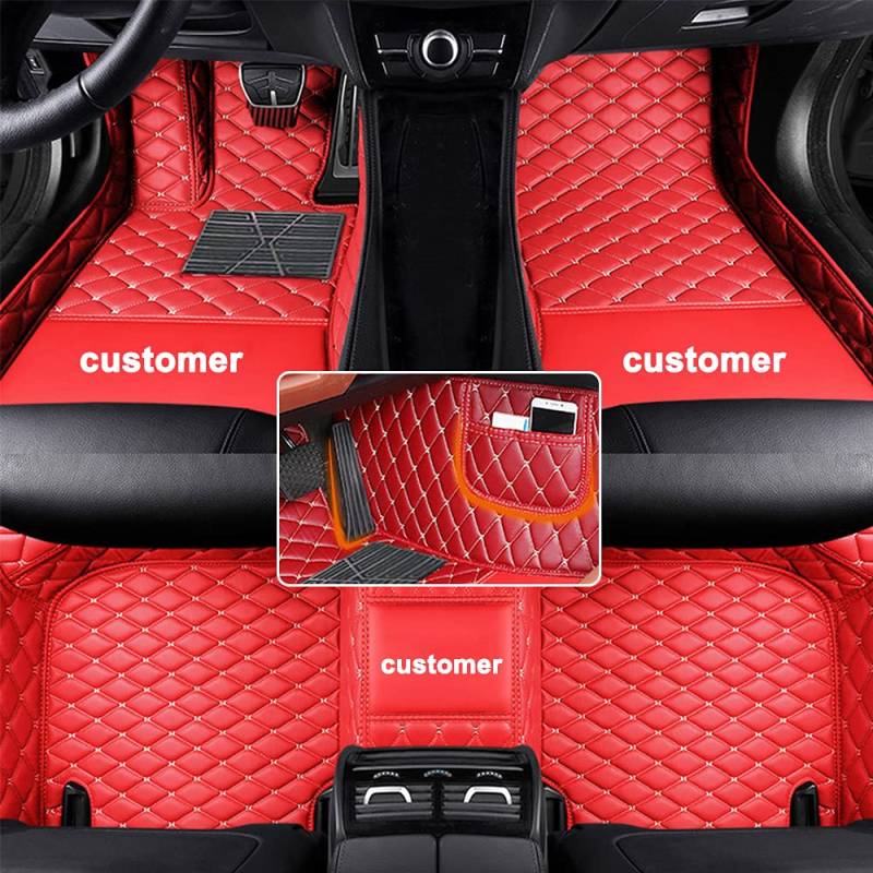 Benutzerdefiniert Auto Premium Qualität Fußmatten für Sprinters Leder Bodenmatten wasserdichte rutschfeste Teppich Voller Bedeckter Schutz Rot von BPOOBP