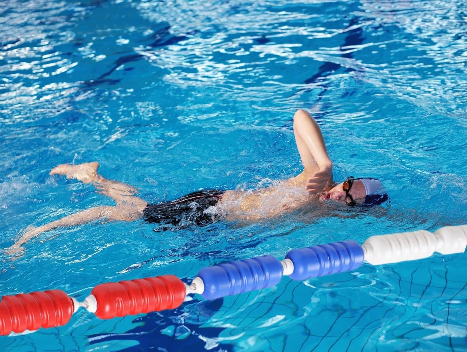 Sicherheitsseil für Schwimmbäder, Schwimmleine, Trennseil, Sicherheitstrennseil für Schwimmbäder und Schwimmkörper-Sets für Wettkämpfe, Sicherheitsbojenleine für Schwimmbäder mit blau-weiß-rot-ge von BQDRGHU