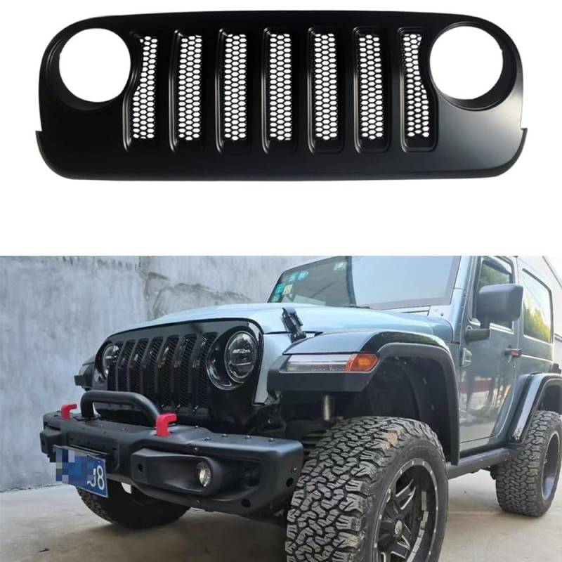 Auto 3D Frontgrill, Für Jeep Wrangler JK 2007-2017 J373, Kühlergrill, Vordere Niere Stoßstange Grillersatz, Zubehör für Außenmodifikationen von BRALEM