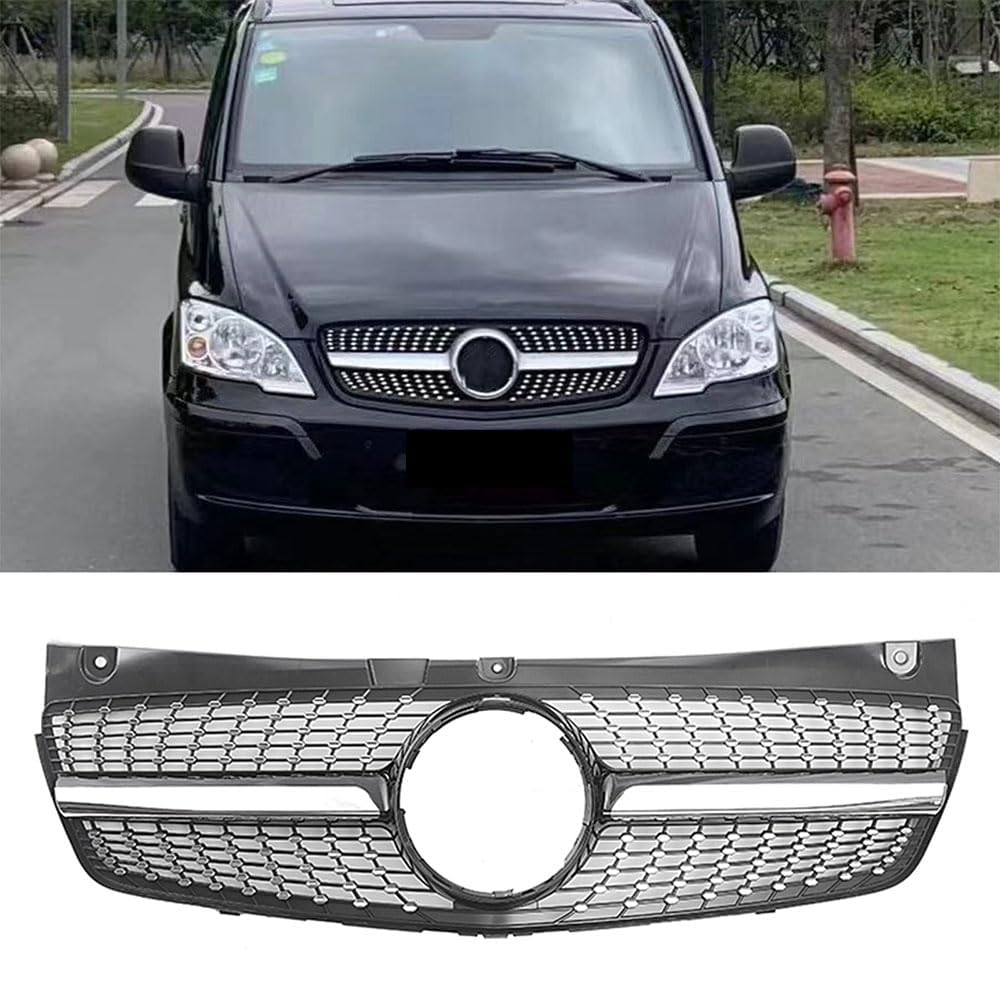 Auto 3D Frontgrill, Für Mercedes-Benz W639 Viano Vito 2011-2014, Kühlergrill, Vordere Niere Stoßstange Grillersatz, Zubehör für Außenmodifikationen von BRALEM