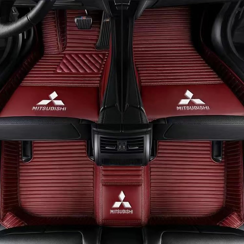 Auto Fußmatten für Mitsubishi Space Star 2013-2019,Leder Autoteppich Antirutschmatten wasserdicht Allwetterschutz Foot Pads Premium,Red von BRALEM