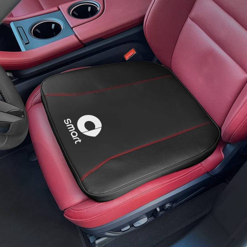 BRALEM 1 StüCk Leder Auto Sitzkissen FüR Smart Fortwo Forfour 453 451 450, Komfort GedäChtnisschaum Sitzpolster rutschfest Atmungsaktiv Auto Sitz Schutz Universal ZubehöR FüR Heim Auto BüRo Stuhl von BRALEM