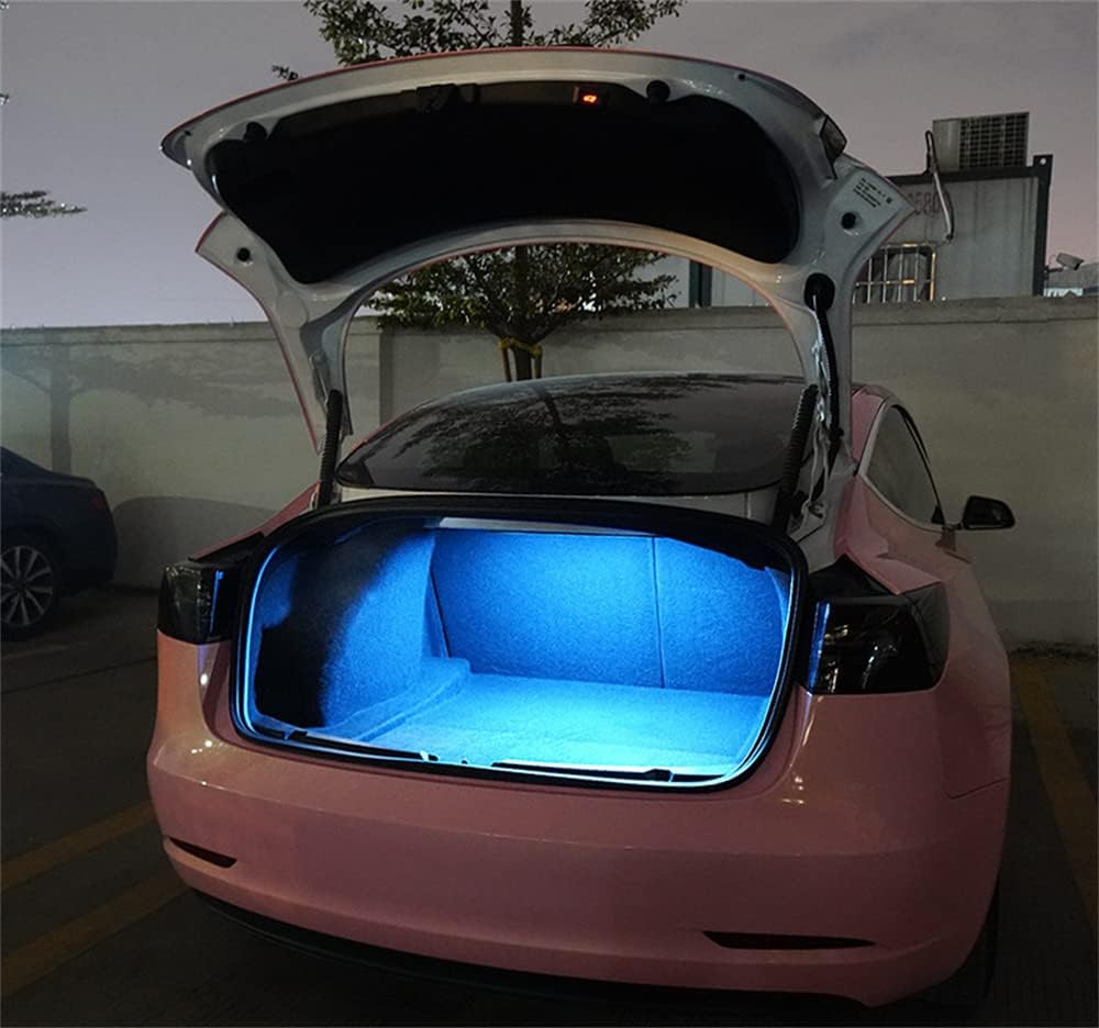 BRALEM Auto Stamm Streifen Licht, LED Hinteren Heckklappe Licht, Ladung Bereich Intelligent Lichtleiste, Auto Stiefel Beleuchtung Zubehörteil, Für Tesla 2019-2022 Model 3,Blue von BRALEM