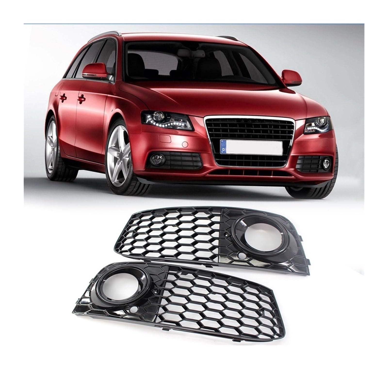 1 Pair RS4 Style Glossy Black Car Fog Light Cover Grille Grill Honeycomb Mesh Fog Lamp Open Vent Grille Compatible For Audi A4 B8 2009-2012(Right) von BRANISLVV