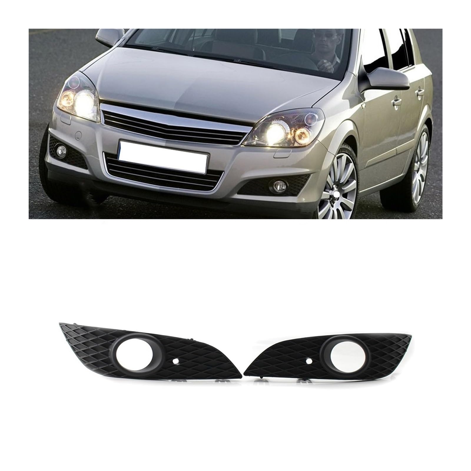 1Pair Left Right Car Front Fog Light Grille Grills Fog Lamp Grille Cover Compatible For Astra H 07-12(Right) von BRANISLVV