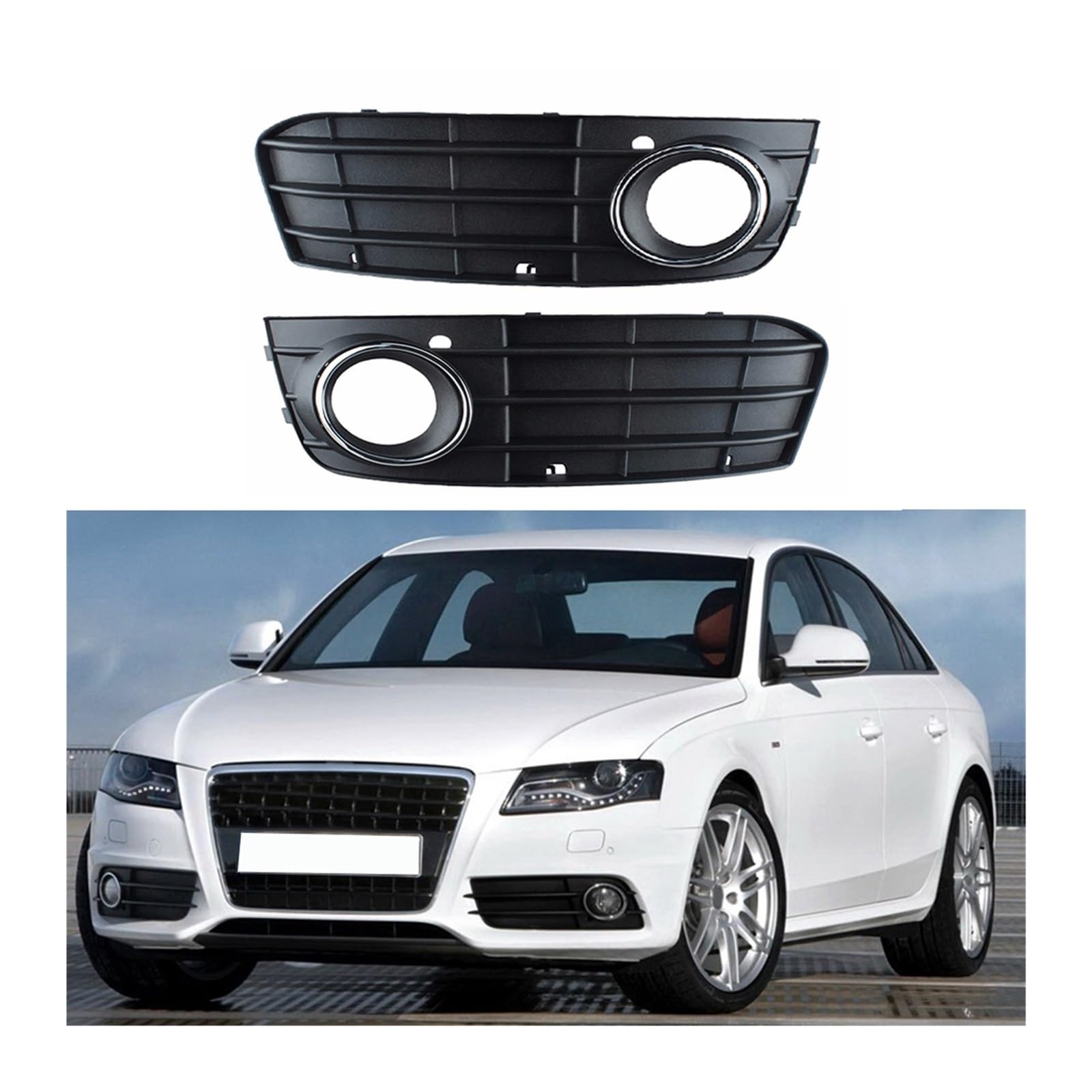 2PCS Car Left + Right Front Bumper Fog Light Lamp Lower Grille Cover Compatible For Audi A4 B8 2008-2012(Right) von BRANISLVV