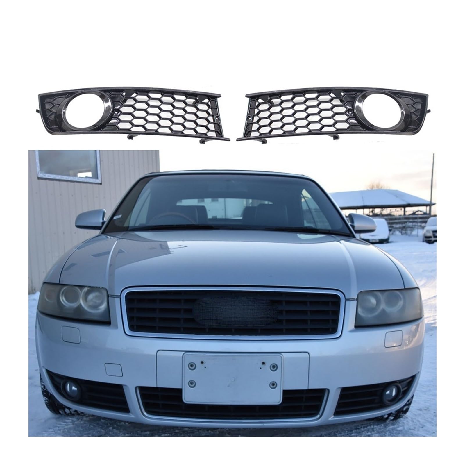 Car Front Bumper Fog Light Lamp Grilles Grill Cover Honeycomb Hex For Audi A4 B6 2001-2005 von BRANISLVV