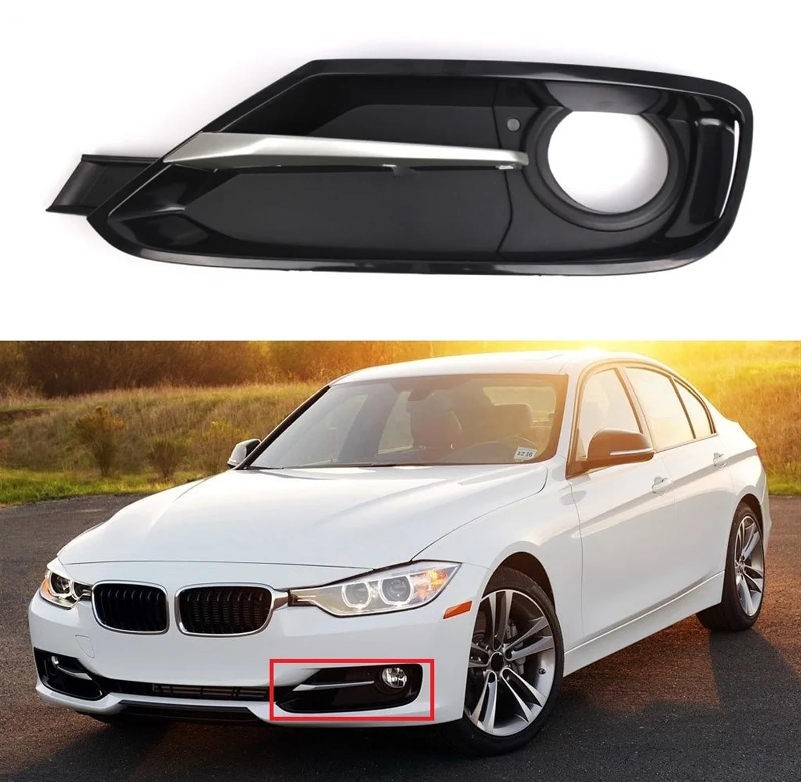 Left Right Front Bumper Fog Light Lamp Cover Grill Grille W/Chrome Trim Compatible For 3 Series F30 F31 11-17(Left) von BRANISLVV