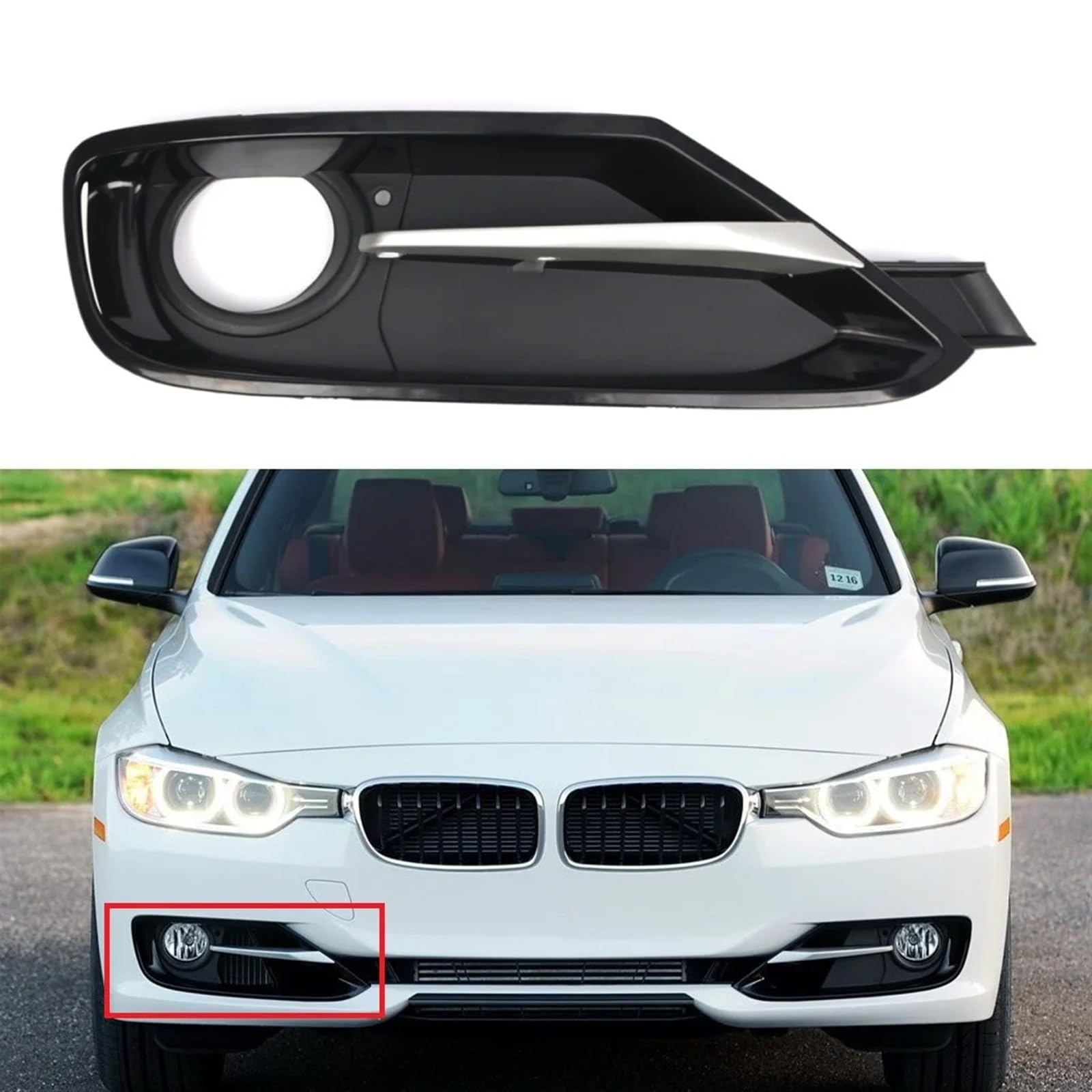 Left Right Front Bumper Fog Light Lamp Cover Grill Grille W/Chrome Trim Compatible For 3 Series F30 F31 11-17(Right) von BRANISLVV