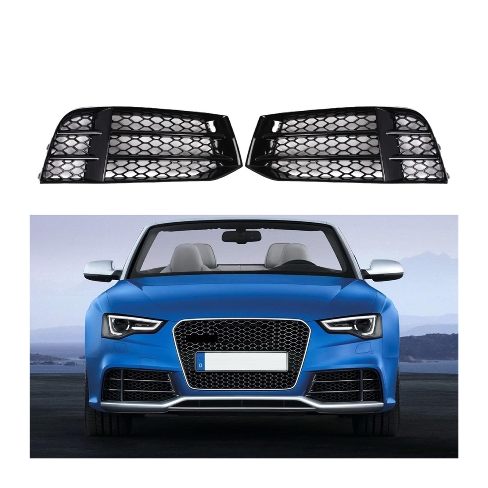 Retrofit RS5 Racing Grills Honeycomb Front Fog Light Guard Fog Lamp Cover Grill Car Accessories Compatible For Audi A5 S5 2007-2015(Left) von BRANISLVV