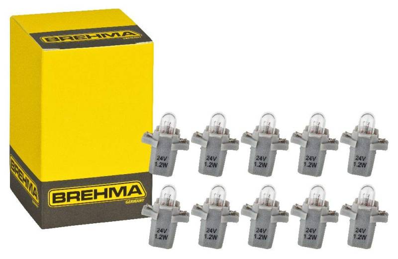 10x BREHMA B8,3d BAX10s Grau Instrumentenbeleuchtung 24V 1,2W von BREHMA