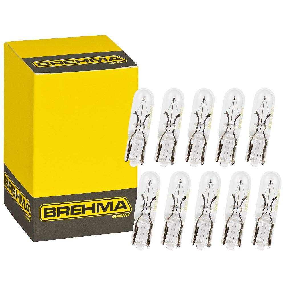 10x BREHMA T5 Glassockellampe W2x4.6d 12V 2W W2W Instrumentenbeleuchtung von BREHMA