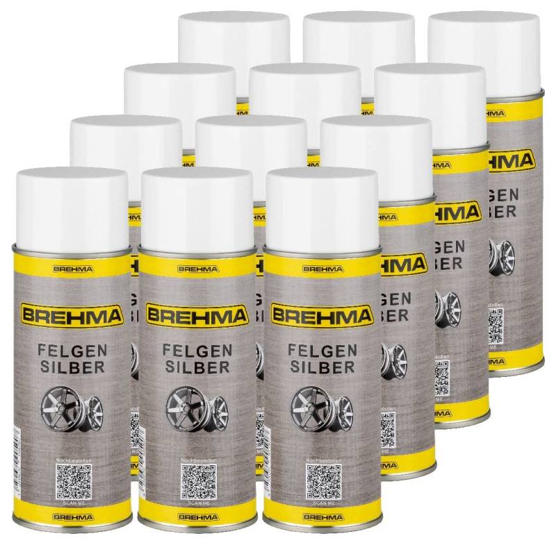 BREHMA 12x Felgensilber Spraydose Autolack Felgenlack Sprühdose Lackspray 400ml von BREHMA