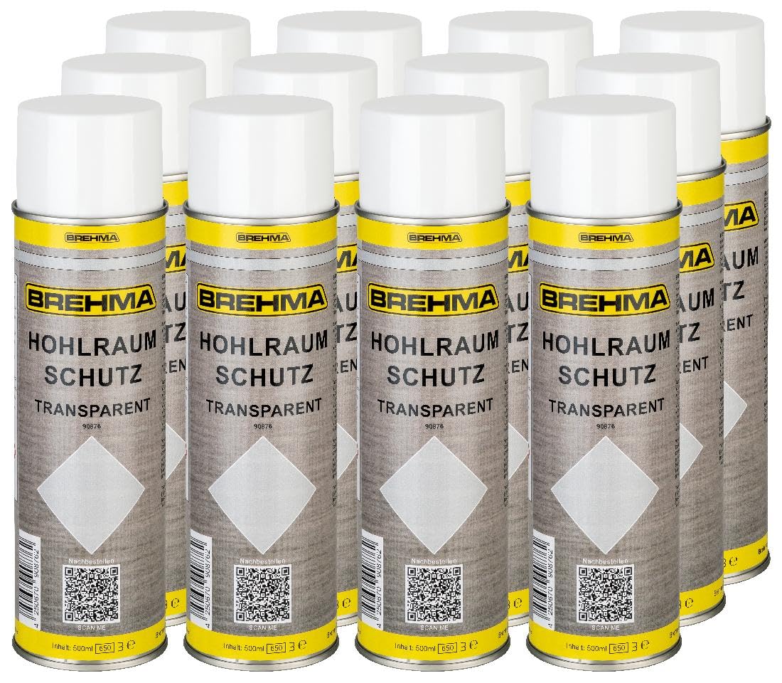 BREHMA 12x Hohlraumschutz Hohlraumversiegelung transparent Spray 500ml von BREHMA