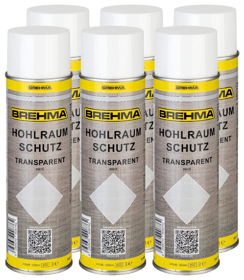 BREHMA 6X Hohlraumschutz Hohlraumversiegelung transparent Spray 500ml mit Griff von BREHMA
