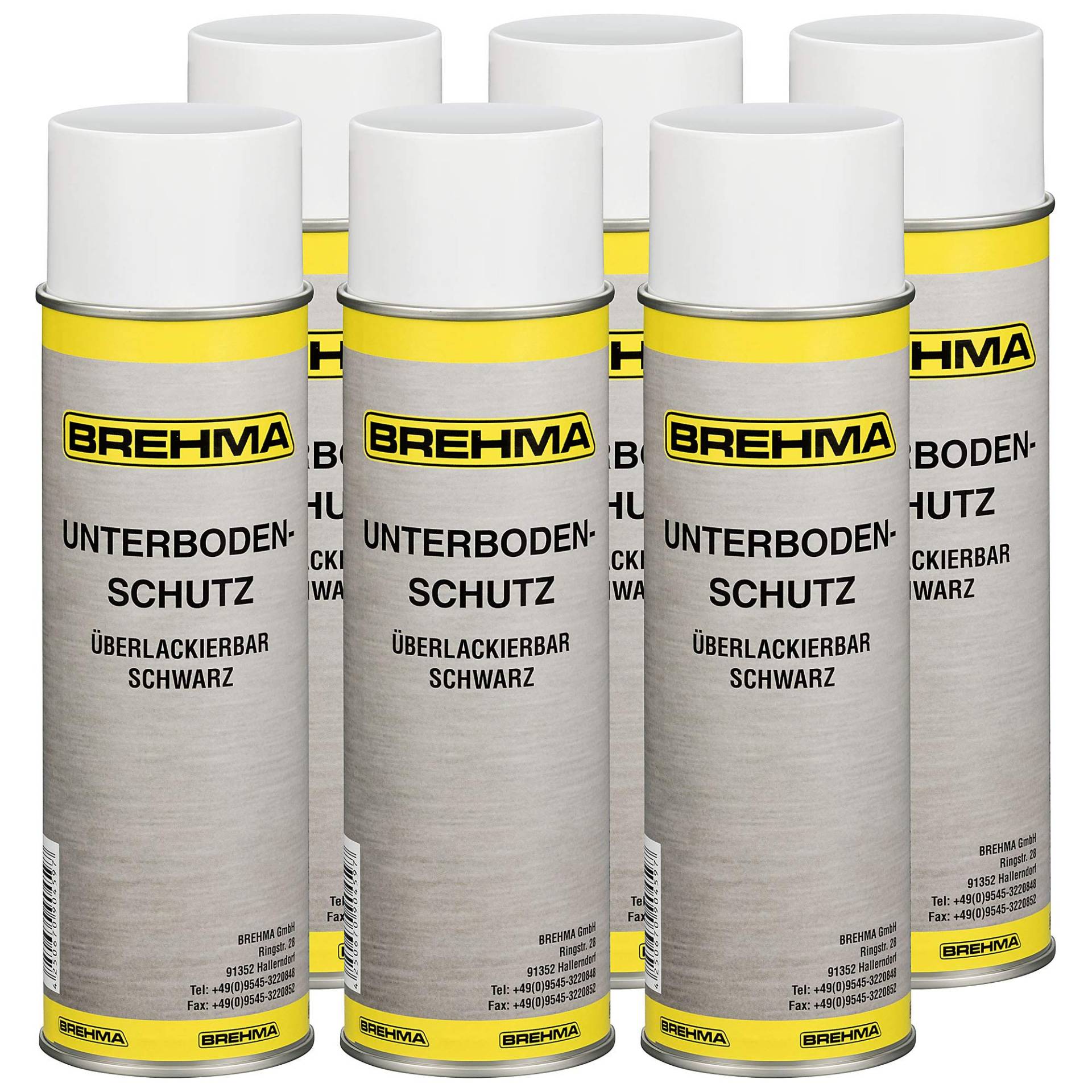 BREHMA 6X Unterbodenschutz Steinschlagschutz Spray schwarz 500ml UBS von BREHMA