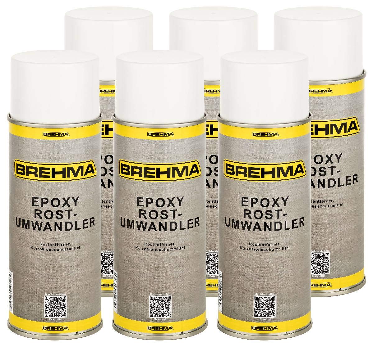 BREHMA 6xBrehma Epoxy Rostumwandler Spray 400ml Rostentferner Rostschutz Roststopp mit Griff von BREHMA