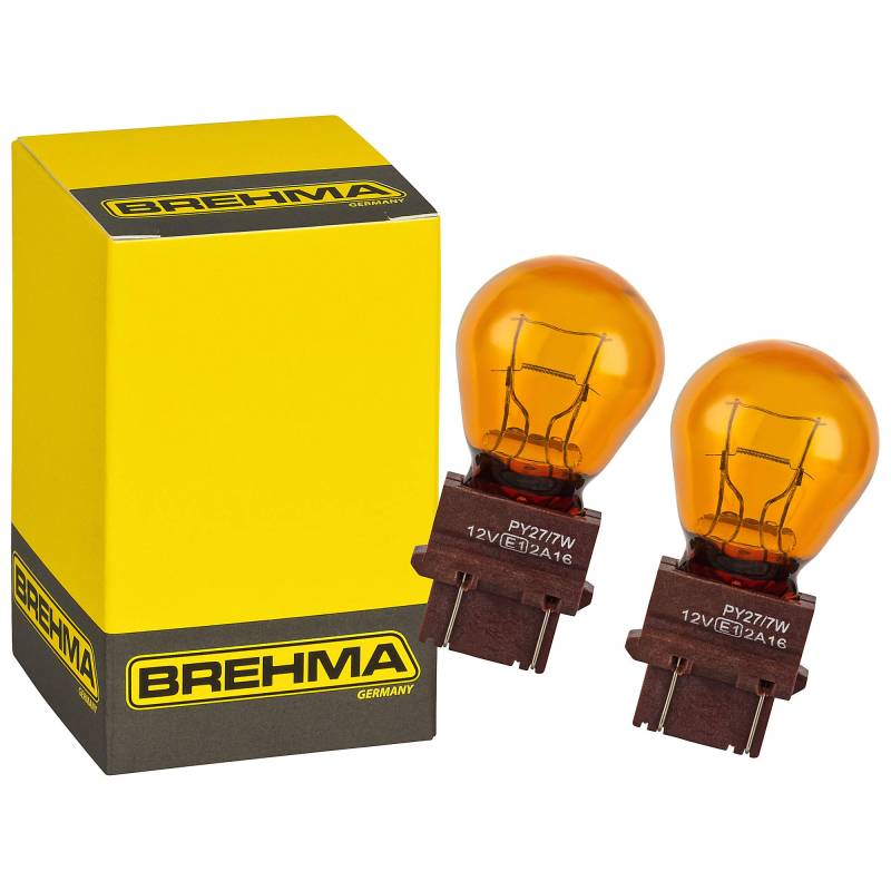 2x BREHMA PY27/7W WX2,5x16q 12V 27/7W Typ 3757A US-Cars Blinker PKW orange von BREHMA