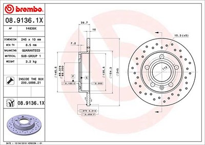 Brembo 2x Bremsscheibe für Audi, Seat von BREMBO