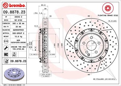 Brembo 2x Bremsscheibe für Mercedes-Benz von BREMBO