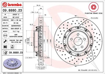 Brembo 2x Bremsscheibe für Mercedes-Benz von BREMBO