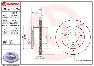 Brembo 2x Bremsscheibe für Mercedes-Benz von BREMBO