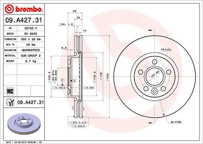 Brembo 2x Bremsscheibe für Volvo von BREMBO