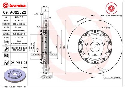 Brembo 2x Bremsscheibe für Cadillac, Chevrolet von BREMBO