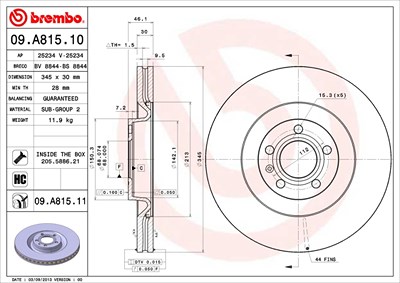 Brembo 2x Bremsscheibe für Audi von BREMBO