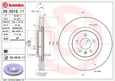 Brembo 2x Bremsscheibe für Opel von BREMBO