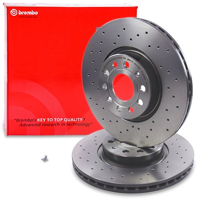 Brembo 2x Bremsscheibe XTRA Belüftet Vorderachse für Audi, Cupra, Seat, Skoda, VW von BREMBO