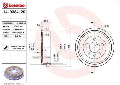 Brembo 2x Bremstrommel für Audi, Seat, Skoda, VW von BREMBO