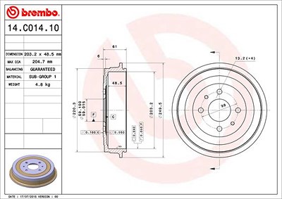 Brembo 2x Bremstrommel für Citroën, Peugeot von BREMBO