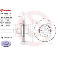 BREMBO Bremsscheibe innenbelüftet 09.A535.11 Bremsscheiben,Scheibenbremsen TOYOTA,Yaris Schrägheck (_P9_),Yaris Schrägheck (_P13_) von BREMBO