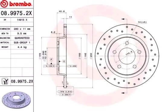 BREMBO Bremsscheibe MAZDA 08.9975.2X C25Y26251A,C25Y26251B,C25Y26251C Bremsscheiben,Scheibenbremsen BP6Y26251B,BP6Y26251C,BP6Y26251D,BP6Y26251E von BREMBO