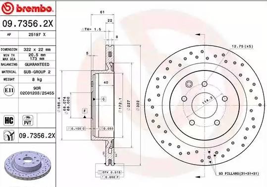 BREMBO Bremsscheibe NISSAN 09.7356.2X 43206AA300,43206AA301,43206CD000 Bremsscheiben,Scheibenbremsen 43206CD005 von BREMBO