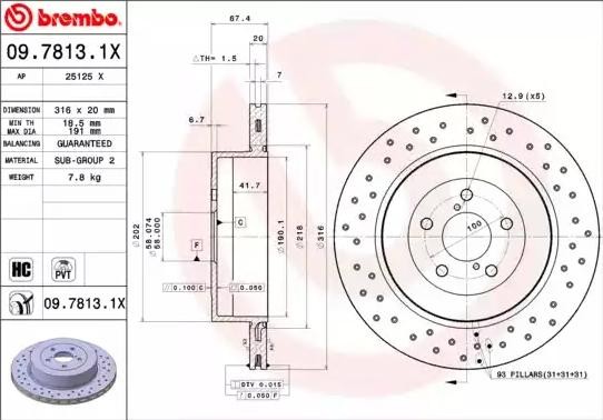 BREMBO Bremsscheibe SUBARU 09.7813.1X 26700FE000 Bremsscheiben,Scheibenbremsen von BREMBO