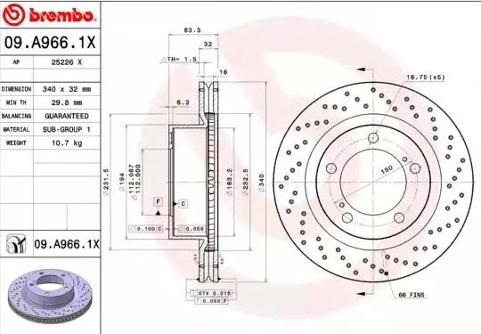 BREMBO Bremsscheibe TOYOTA,LEXUS 09.A966.1X 4351260180 Bremsscheiben,Scheibenbremsen von BREMBO