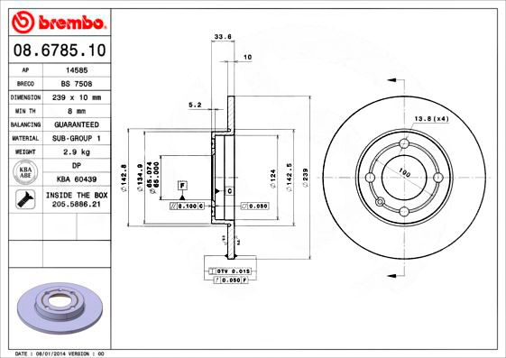 BREMBO Bremsscheibe VW,SEAT,MAN 08.6785.10 65508030005,6N0615301 Bremsscheiben,Scheibenbremsen von BREMBO