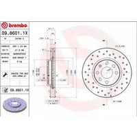 BREMBO Bremsscheibe gelocht/innenbel. 09.8601.1X Bremsscheiben,Scheibenbremsen OPEL,CHEVROLET,VAUXHALL,Corsa C Schrägheck (X01),Meriva A (X03) von BREMBO