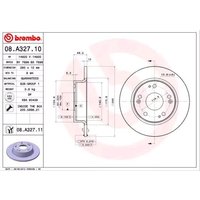 BREMBO Bremsscheibe voll 08.A327.11 Bremsscheiben,Scheibenbremsen HONDA,Accord VII Limousine (CL, CN),ACCORD VII (CM) von BREMBO