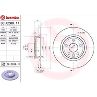 BREMBO Bremsscheibe voll 08.C208.11 Bremsscheiben,Scheibenbremsen LAND ROVER,JAGUAR,Discovery Sport (L550),E-Pace (X540) von BREMBO